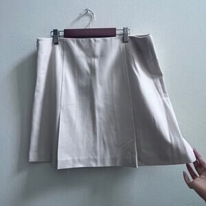 Theory Women's Wool Blend in Cream Pleated Mini Skirt Size 8